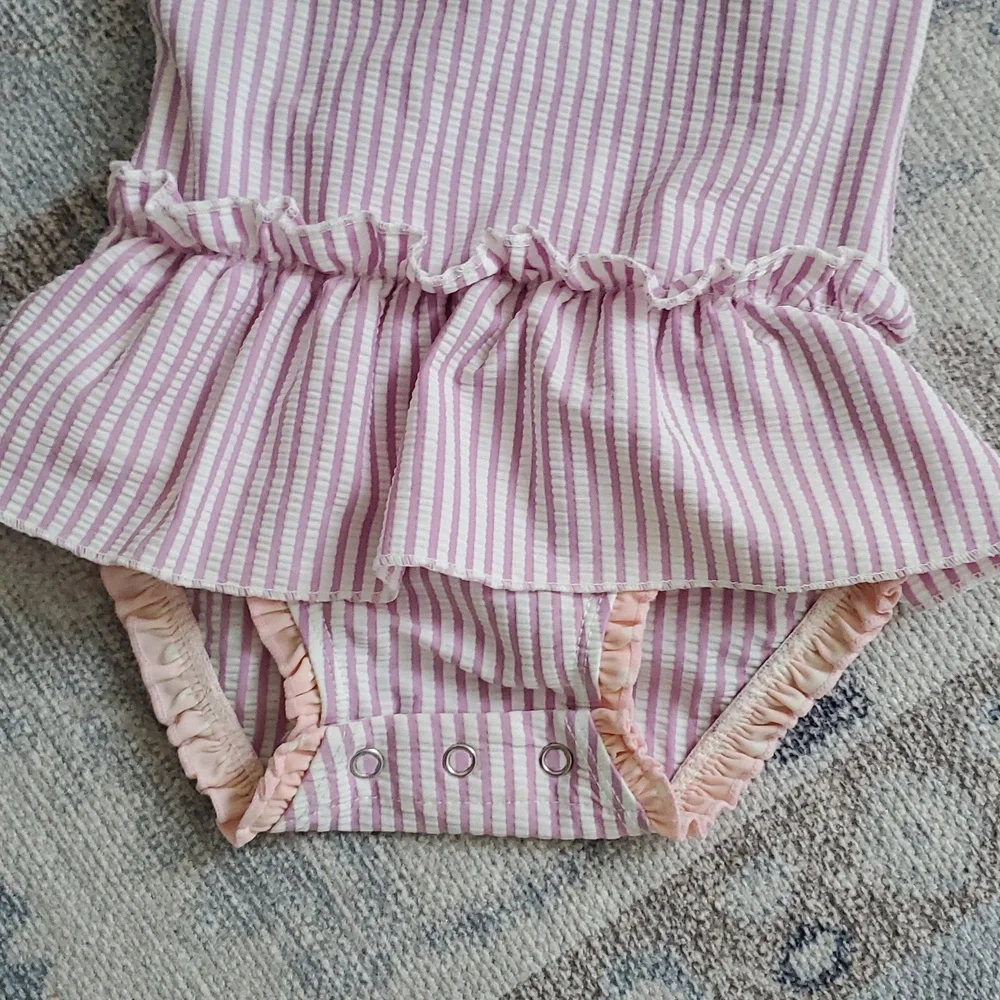 Ruffle Butts Toddler Girls Peplum Seersucker Skirt One Piece Swimsuit Sz2T